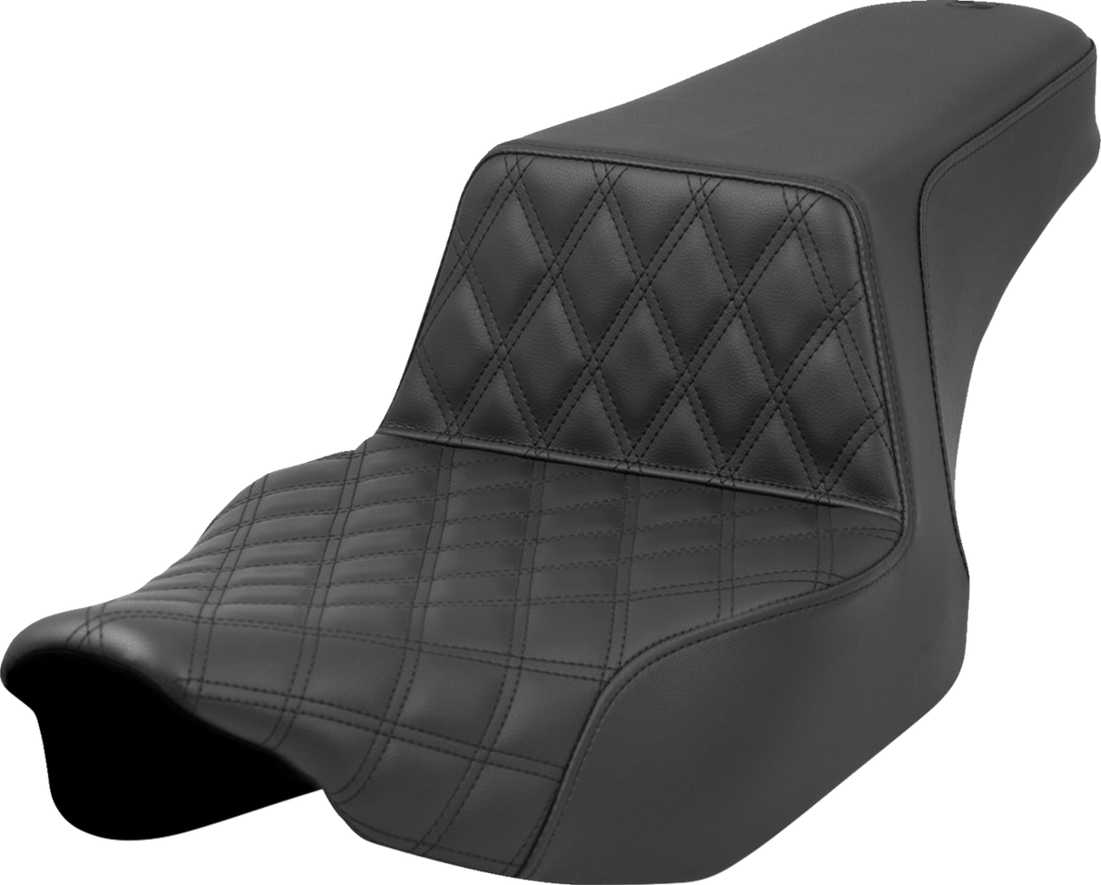 SADDLEMEN Step-Up Seat - Front Lattice Stitch - Black - Road Glide/Street Glide 823-07-172