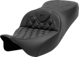SADDLEMEN Roadsofa* Seat - Without Backrest - Lattice Stitch - Carbon Fiber - FL '08-'23 808-07B-20600