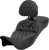 SADDLEMEN Roadsofa* Extended Reach Seat with Backrest - Lattice Stitch - Carbon Fiber - FL '08-'23 - Part 808-07B-207C0