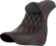 SADDLEMEN Pro Series SDC Performance Seat - w/ Backrest - Red Stitch - FL/FX '18-'23 SC81829REDRT