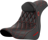 SADDLEMEN Pro Series SDC Performance Seat - w/ Backrest - Red Stitch - FL/FX '18-'23 SC81829REDRT