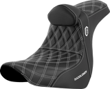 SADDLEMEN Pro Series SDC Performance Seat - w/ Backrest - White Stitch - FL/FX '18-'23 SC81829WHIRT