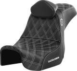 SADDLEMEN Pro Series SDC Performance Seat - w/ Backrest - White Stitch - Dyna '06-'17 SC80604WHIRT
