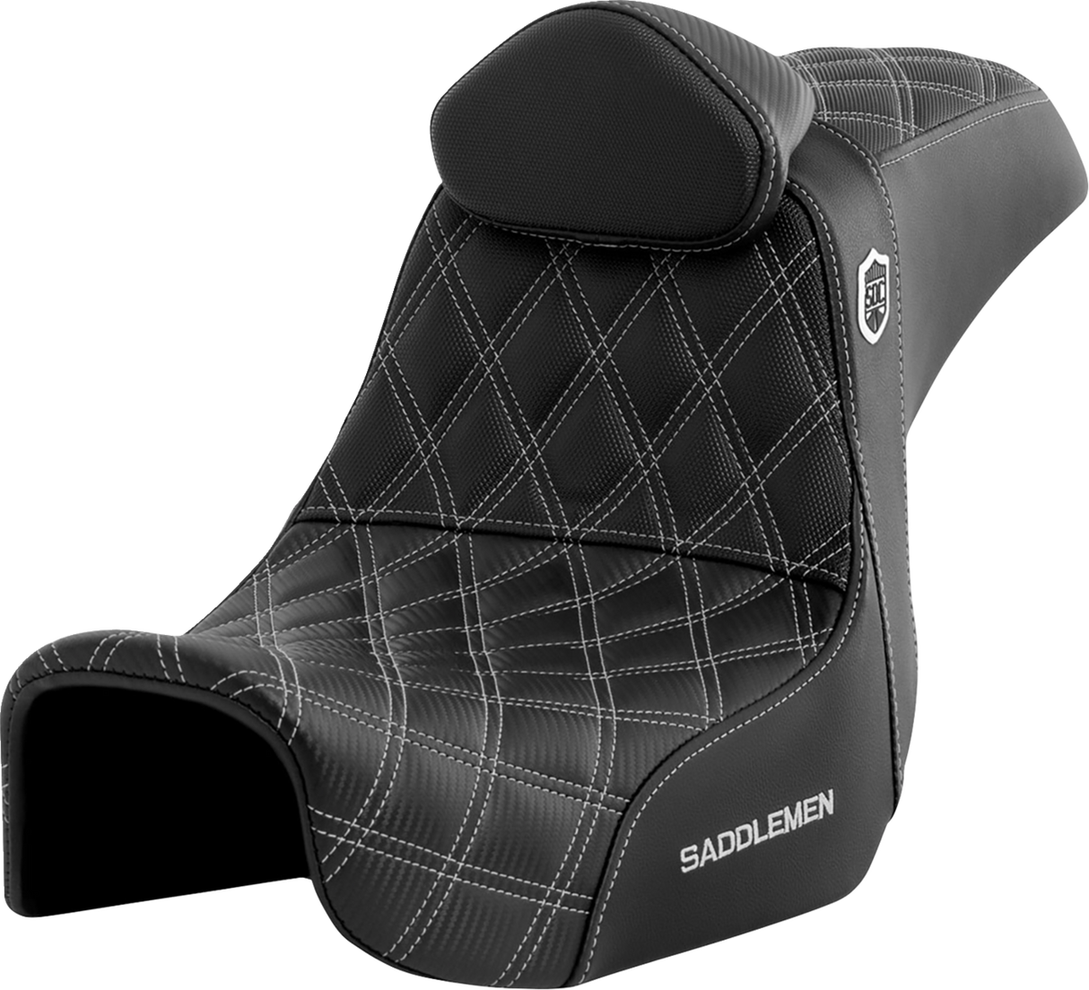SADDLEMEN Pro Series SDC Performance Seat - w/ Backrest - Silver Stitch - Dyna '06-'17 SC80604SILRT