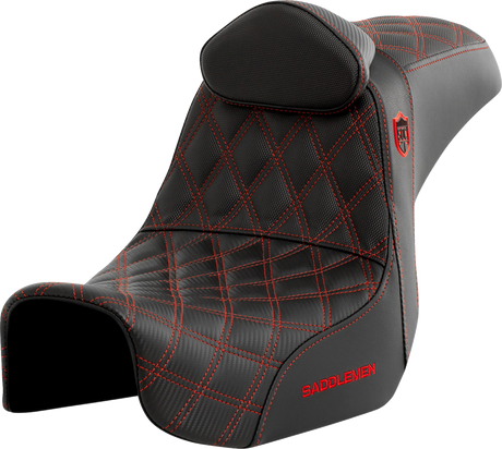 SADDLEMEN Pro Series SDC Performance Seat - w/ Backrest - Red Stitch - Dyna '06-'17 SC80604REDRT