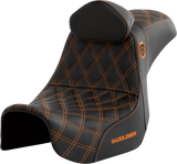 SADDLEMEN Pro Series SDC Performance Seat - w/ Backrest - Orange Stitch - Dyna '06-'17 SC80604ORART