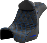 SADDLEMEN Pro Series SDC Performance Seat - w/ Backrest - Blue Stitch - Dyna '06-'17 SC80604BLURT