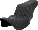 SADDLEMEN Step-Up Seat - Front Lattice Stitch - Gray Stitch - Extended Reach - FLH/FLT '08-'23 A808-07E-172GRE