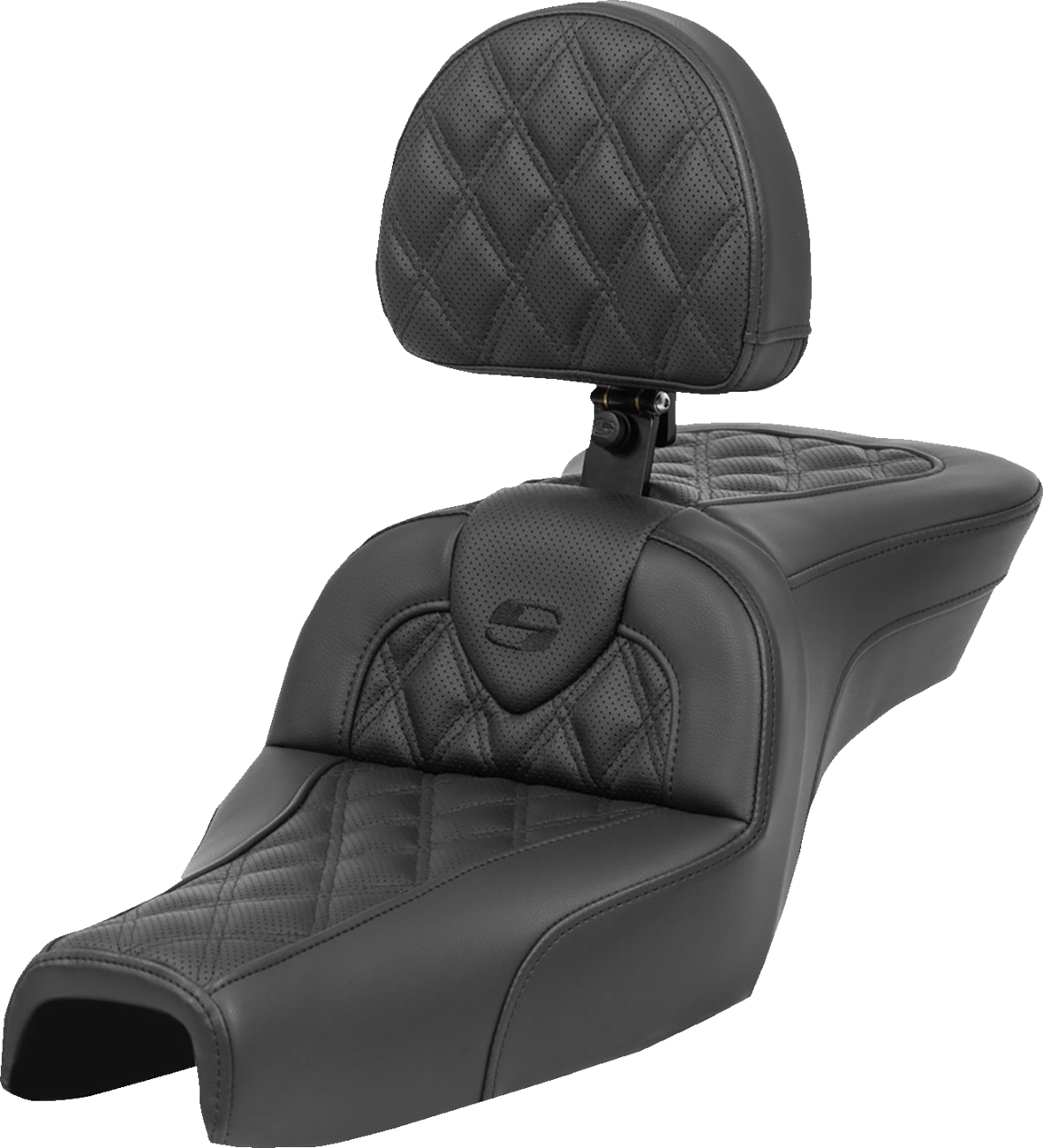 SADDLEMEN Roadsofa* Seat with Backrest - Lattice Stitch - XL '04-'22 807-03-182BR