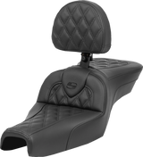 SADDLEMEN Roadsofa* Seat with Backrest - Lattice Stitch - XL '04-'22 807-03-182BR