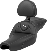 SADDLEMEN Roadsofa* Seat - with Backrest - Carbon Fiber - XL '04-'22 807-11-185BR