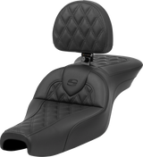 SADDLEMEN Roadsofa* Seat with Backrest - Lattice Stitch - XL '04-'22 - Part 807-11-182BR