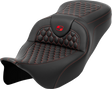 SADDLEMEN RoadSofa* Seat - Honeycomb - Red Stitch - without Backrest - FLH/FLT '08-'23 808-07B-18904