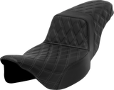SADDLEMEN Step-Up Seat - Lattice Stitch - Dark Gray Stitch - Extended Reach - FLH/FLT '08-'23 808-07E-17502
