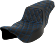 SADDLEMEN Step-Up Seat - Lattice Stitch - Blue Stitch - Extended Reach - FLH/FLT '08-'23 808-07E-17501