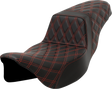 SADDLEMEN Step-Up Seat - Lattice Stitch - Red Stitch - Extended Reach - FLH/FLT '08-'23 808-07E-17504
