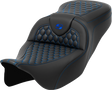 SADDLEMEN RoadSofa* Seat - Honeycomb - Blue Stitch - without Backrest - FLH/FLT '08-'23 808-07B-18901