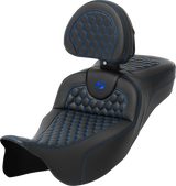 SADDLEMEN RoadSofa* Seat - Honeycomb with Backrest - Extended Reach for FLH/FLT '08-'23 - Part 808-07B-190B1