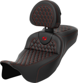 SADDLEMEN RoadSofa* Seat - Honeycomb with Backrest - Extended Reach for FLH/FLT '08-'23 - Part 808-07B-190B4