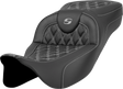 SADDLEMEN Extended Reach Roadsofa* Seat - Lattice Stitch - Silver Stitch - without Backrest - FL '08-'23 808-07B-18405