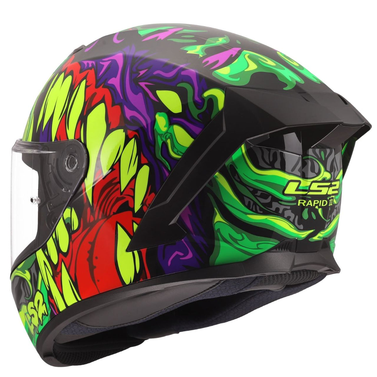 LS2 Rapid III Full Face Street Helmet | Lycant | Gloss Black/Green/Purple | XS–3XL | 820-1141