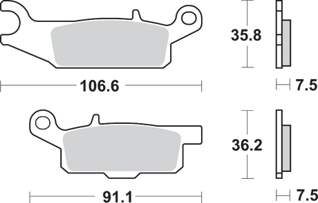 SBS Sintered Front Right Brake Pads - 849SI (Yamaha Grizzly FI 4x4 Auto / Grizzly / Kodiak 2007–2025)