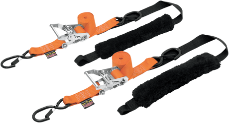 Powertye Mfg. 30692-S Soft-Tye Tie-Down Straps - Ratchet - 1-1/2" x 6-1/2' - Orange | Adventure/ATV/UTV