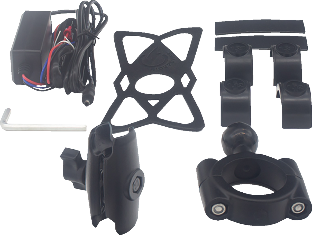 RIDEPOWER Metal Phone Holder - Inductive Charging 1-1/2" Bar Mount RPMTLINDMOUNT15