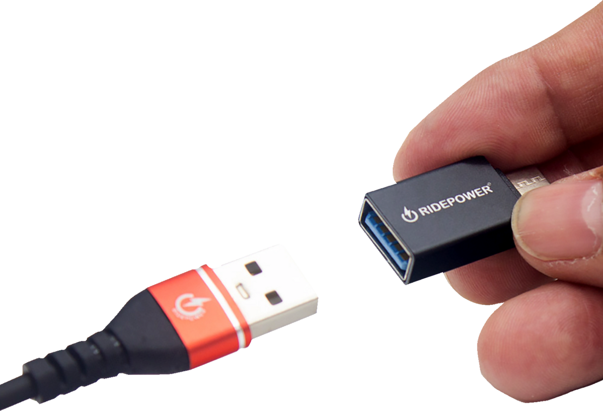 RIDEPOWER Power Adapter - Female USB to Male USB-C RPUSBCMUSBFADPT