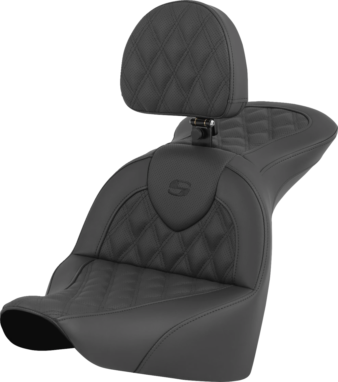 SADDLEMEN RoadSofa* Seat - Lattice Stitch - with Driver Backrest - FLFB/FXBR '18-'24 818-27-182BR