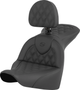 SADDLEMEN RoadSofa* Seat - Lattice Stitch - with Driver Backrest - FLFB/FXBR '18-'24 818-27-182BR