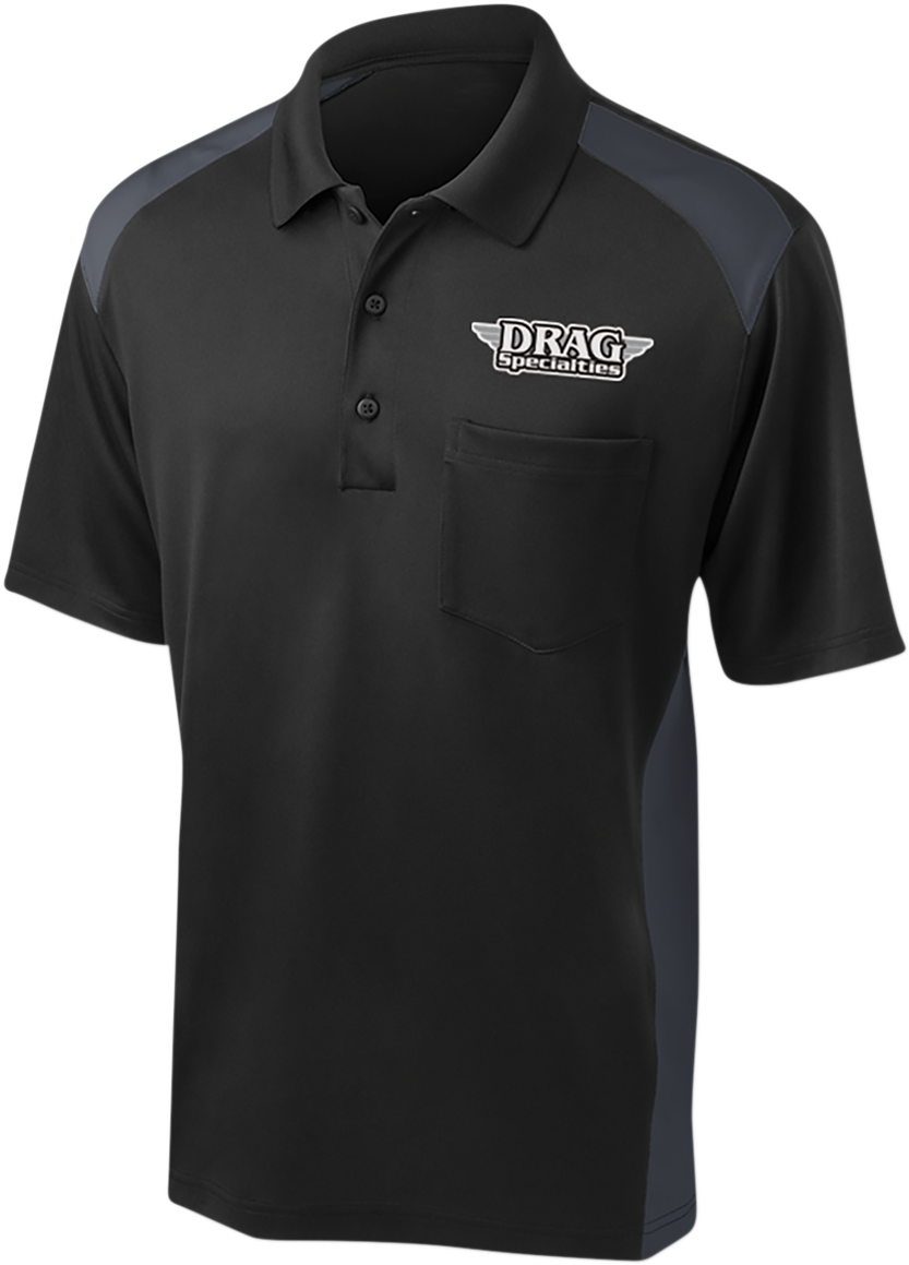 THROTTLE THREADS Drag Specialties Polo Shirt - Black/Charcoal - XL DRG30CS416BCHXL - Cycle City Outdoors