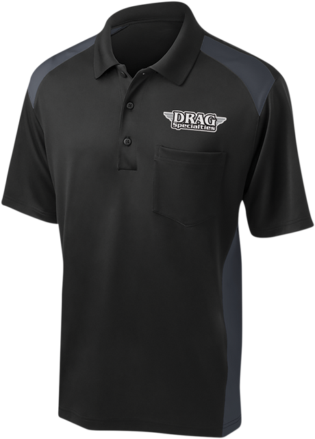 THROTTLE THREADS Drag Specialties Polo Shirt - Black/Charcoal - XL DRG30CS416BCHXL - Cycle City Outdoors
