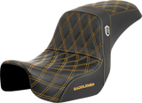 SADDLEMEN Pro Series SDC Performance Seat - Carbon Fiber/Lumbar Gripper - Gold Stitch - Dyna '06-'17 SC80604GOL