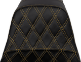 SADDLEMEN Pro Series SDC Performance Seat - Carbon Fiber/Lumbar Gripper - Gold Stitch - Dyna '06-'17 SC80604GOL