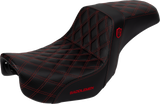 SADDLEMEN Pro Series SDC Performance Seat - Carbon Fiber/Lumbar Gripper - Red Stitch - Dyna '06-'17 SC80604RED