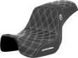 SADDLEMEN Pro Series SDC Performance Seat - Carbon Fiber/Lumbar Gripper - White Stitch - Dyna '06-'17 SC80604WHI