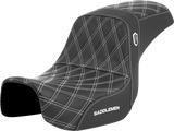 SADDLEMEN Pro Series SDC Performance Seat - Carbon Fiber/Lumbar Gripper - White Stitch - Dyna '06-'17 SC80604WHI
