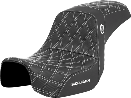 SADDLEMEN Pro Series SDC Performance Seat - Carbon Fiber/Lumbar Gripper - White Stitch - Dyna '06-'17 SC80604WHI