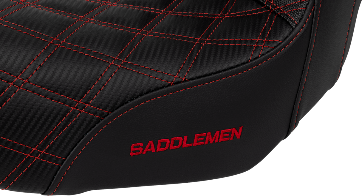 SADDLEMEN Pro Series SDC Performance Seat - Carbon Fiber/Lumbar Gripper - Red Stitch - Dyna '06-'17 SC80604RED