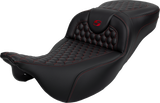 SADDLEMEN RoadSofa* Extended Reach Seat - Honeycomb with Red Stitch - Part 808-07B-19004