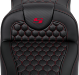 SADDLEMEN RoadSofa* Extended Reach Seat - Honeycomb with Red Stitch - Part 808-07B-19004