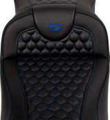 SADDLEMEN RoadSofa* Seat - Honeycomb - Blue Stitch - Extended Reach - FLH/FLT '08-'23 - Part 808-07B-19001