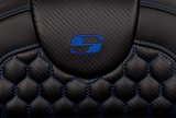 SADDLEMEN RoadSofa* Seat - Honeycomb - Blue Stitch - Extended Reach - FLH/FLT '08-'23 - Part 808-07B-19001