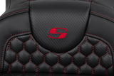 SADDLEMEN RoadSofa* Extended Reach Seat - Honeycomb with Red Stitch - Part 808-07B-19004