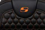 SADDLEMEN RoadSofa* Seat - Honeycomb - Orange Stitch - Extended Reach - FLH/FLT '08-'23 (Part Number: 808-07B-19003)