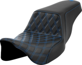 SADDLEMEN Step-Up Seat - Front Lattice Stitch - Blue Stitch - FLH/FLT '08-'23 A808-07B-172BLU