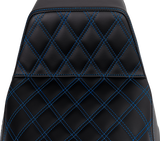 SADDLEMEN Step-Up Seat - Front Lattice Stitch - Blue Stitch - FLH/FLT '08-'23 A808-07B-172BLU