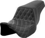 SADDLEMEN Step-Up Seat - Front Lattice Stitch - Dark Gray Stitch - FLH/FLT '08-'23 A808-07B-172GRE
