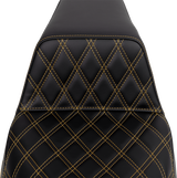 SADDLEMEN Step-Up Seat - Front Lattice Stitch - Gold Stitch - FLH/FLT '08-'23 A808-07B-172GOL
